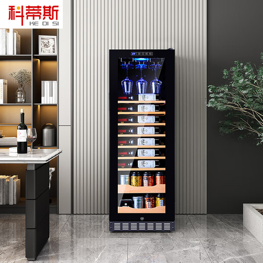 Curtis Compressor Constant Temperature Moisturizing Red Wine Cabinet Home Grape and Wine Box Ice Tea Refrigerator Bar Storage Tea and Red Wine All-in-One Cabinet with Lock Constant Temperature Wine Cabinet 1.5 Meters High Air-cooled + (Red Wine + Tea Style) + With Door Lock + About 60 Bottles