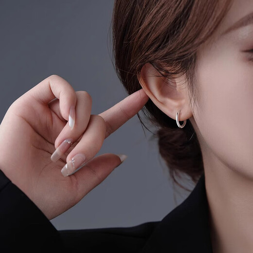 Yinyu simple silver needle earrings, high-end ear bone nails, no-picking earrings for sleeping, female birthday gifts for girlfriends, a pair of 12mm earrings, suitable for earlobes