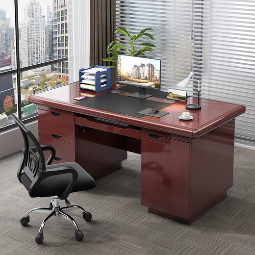 Luolaibao wooden paint desk with drawer writing desk desktop staff finance 1.4m desk single