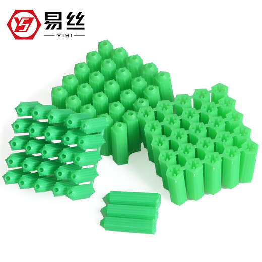 Yisi nylon expansion pipe green plastic rubber plug with self-tapping screw expansion pipe rubber granule wall plug anchor bolt expansion plug color zinc nail M6 rubber plug + color zinc self-tapping (100 sets)