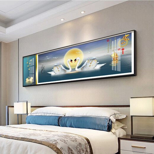 莫画泸林现代简约卧室装饰画温馨浪漫床头画酒店宾馆民宿房间挂画背景墙画 10 相濡以沫12140 170*50黑框(晶瓷画)1.8-2米床头