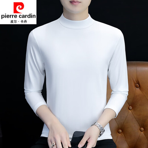 Pierre Cardin pure cotton autumn and winter half turtleneck bottoming shirt men's slim fit inner long-sleeved T-shirt mid-collar men's autumn coat outer needle YPT193 carbon gray turtleneck XL recommended 130-145Jin Jin equals 0.5 kg