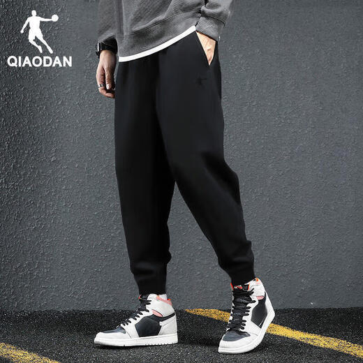 Jordan sweatpants men's pants 2025 winter black men's pants knitted trousers loose large size casual cuffed men's sweatpants black-regular recommended M /170