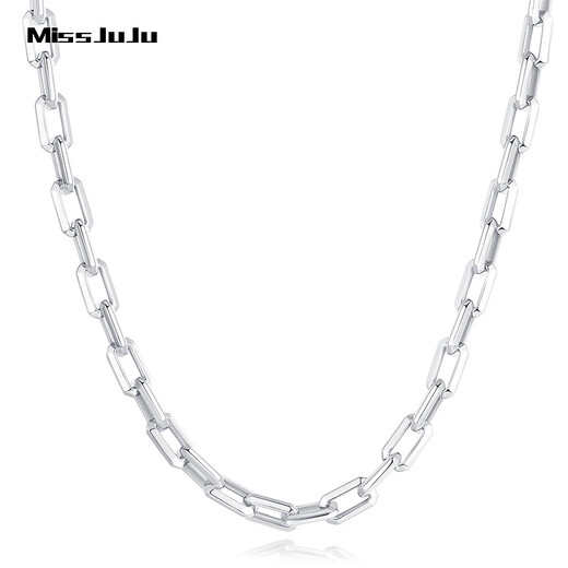Miss JuJu platinum necklace men's pt950 white gold thick square cross chain domineering men's neck chain weight 23.66g length 61cmmm thick 4.0mm M buckle,