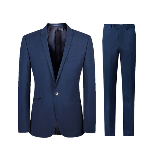 JODOLL Men's Suit Suit Sheep Wool Comfortable Breathable Soft Suit Solid Color Versatile Casual Fashion Suit Lake Blue XL 52B Pants Size Remarks Inventory Inquiry Customer Service