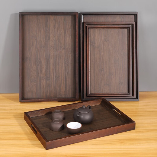 Lekali tea cup tray bamboo tea tray Chinese style household tea set tray rectangular small simple cup single water cup tray walnut tea tray with handle
