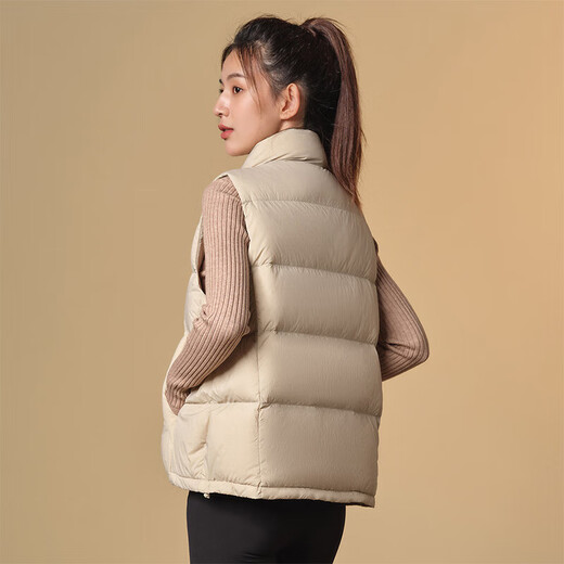 Tambor Down Jacket Vest Women's Stand Collar Loose Short Style Down Vest Jacket TD336006 Milk Tea Brown 160