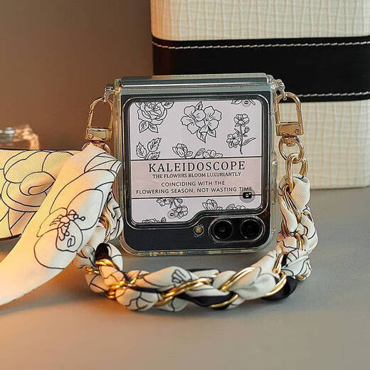 Bohuiyou is suitable for Samsung Galaxy Z Flip6 mobile phone case zflip anti-fall simple female portable protection folding screen with lanyard silk scarf new protective cover sense anti-fall transparent shell camellia silk scarf pearl long diagonal style Samsung Galaxy Z Flip6