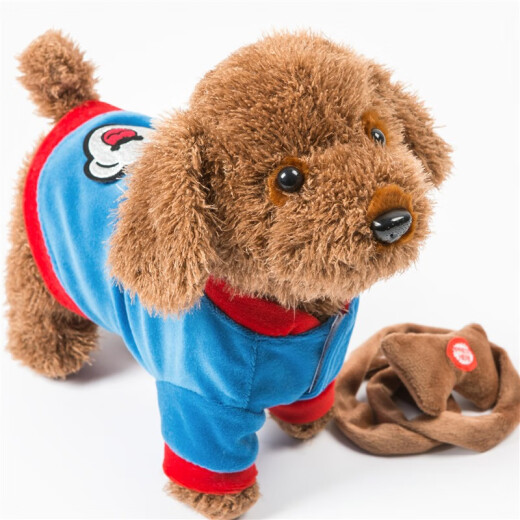 Children's electric toy dog, electric fiber rope, the dog can sing, walk, bark, smart plush electronic pet, robotic dog puppy toy, simulated dog 241A, blue, 120 songs + tongue learning + tuning (USB direct), free gift