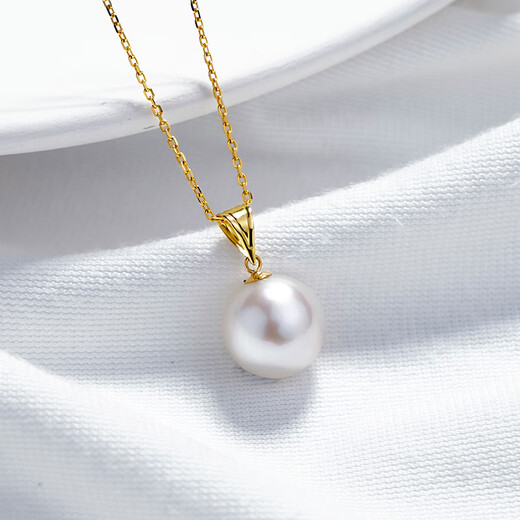 Tahiti upgraded thickened 18K gold freshwater pearl pendant white Edison pearl necklace yellow 18K gold melon seed buckle 12-13mm