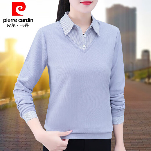 Pier Cardin Camisa falsa de dos piezas para mujeres Sweatshirt de manga larga primavera y otoño Nuevo suéter de punto de estilo coreano más Top de terciopelo WS 5009 Amarillo M Recomendado 85-105Jin [Jin equivale a 0.5 kg]