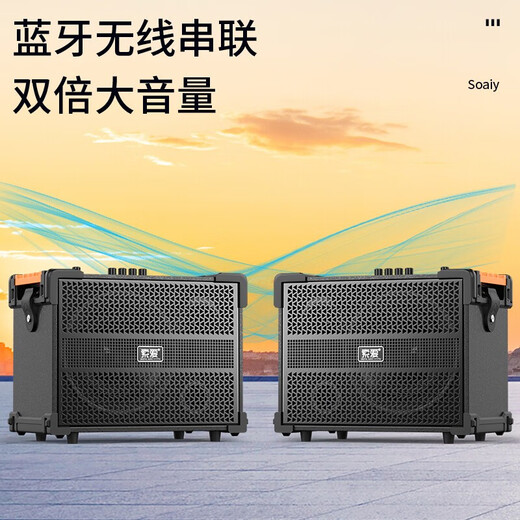Sony Ericsson (soaiy) F29 sound card live audio three-way outdoor trolley Internet celebrity performance high-power square dance speaker Bluetooth F28 strap portable karaoke subwoofer high volume F28-8-inch strap sound card speaker + 2 microphones