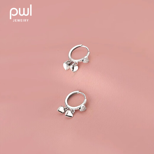 PWL925 silver love pendant earrings light luxury niche high-end heart-shaped ear buckle earrings 2025 new trendy earrings love earrings S925 silver