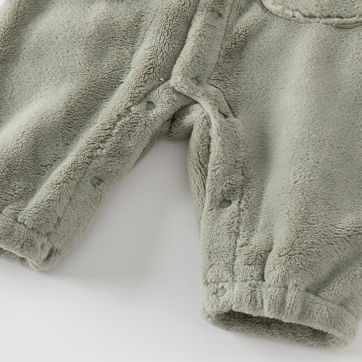 DAVE&BELLA baby girl milk velvet jumpsuit newborn romper children's pajamas winter new baby boy's bag pea green ready stock 90cm (recommended height 80-90cm)