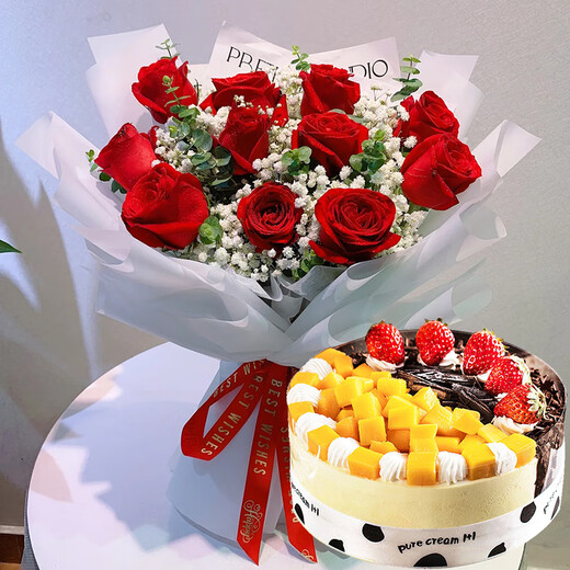 Frido Flower Cake Set Fruit Birthday Cake Same City Delivery Girlfriend Birthday Gift Same Day Delivery 6 Inch