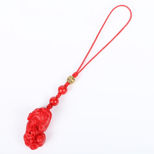 Jixiangge hand-woven zodiac year men and women creative antique mobile phone chain jewelry Pixiu mobile phone pendant Chinese red cinnabar Pixiu red rope style