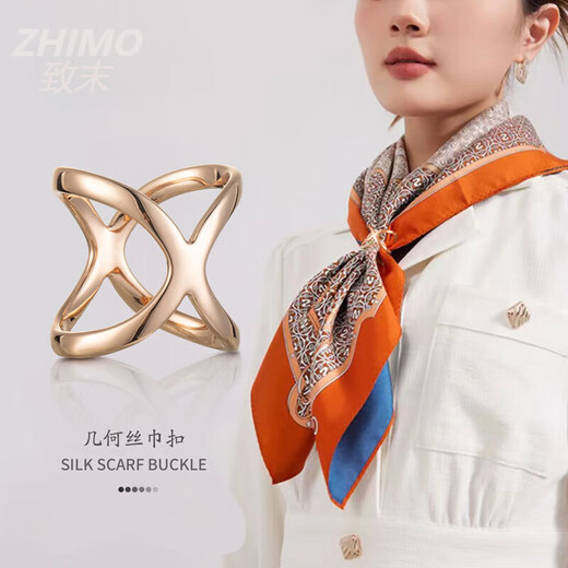 ZHIMO simple and versatile X silk scarf buckle niche design glossy geometric scarf buckle new square scarf buckle F00390A999