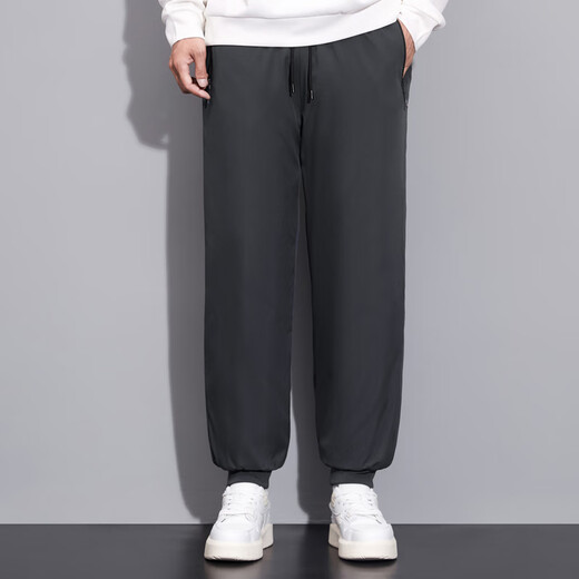 RFKU thickened velvet pants men's winter loose legged pants straight casual pants men's trendy sports warm cotton pants black - drawstring 2XL (140-160Jin Jin equals 0.5kg)