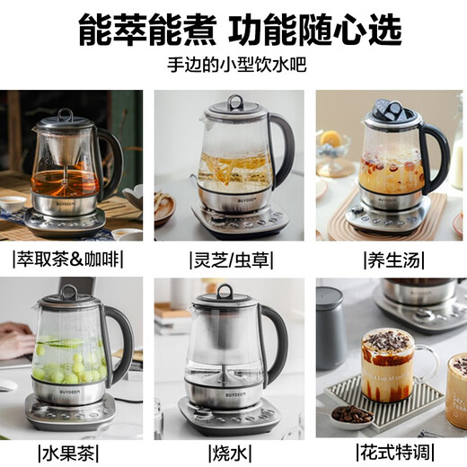 Buydeem health pot, spray-type tea and coffee extraction pot, multifunctional tea boiler, tea pot, intelligent decoction Chinese medicine pot, Ganoderma lucidum and cordyceps medicinal pot, electric kettle, holiday gift, tea basket set K176+tea basket 1.5L