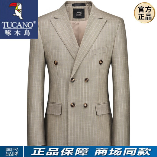 Woodpecker (TUCANO) groom wedding suit men's wedding gentleman's business formal suit handsome British style suit double breasted men's black suit + trousers + vest 2XL