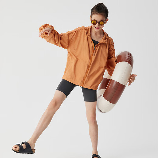Jollybean丨Children's sun protection jacket 25 summer new style girls leather label silhouette loose sports sun protection jacket dirty pink 170 cm