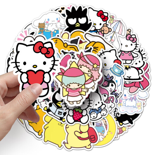 101 Sanrio Cartoon gemischte süße Aufkleber DIY-Handbuch für Reisebox Skateboard Foto Album Stationery Water Cup Laptop Sticker Selbstklebende wasserdichte Dekoration 50 Sanrio Mix-1048x 4-5cm