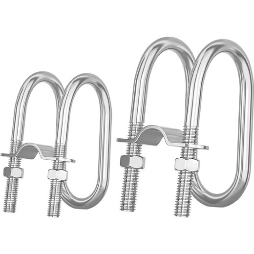Tianzhuo Hardware 304 stainless steel/galvanized double U-shaped clamp screw cross U-shaped bolt pig farm special-shaped pipe buckle Cross 6 points/6 points 25-25