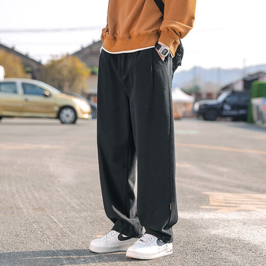 FOG SKY pants men's summer, autumn and winter straight-leg pants for boys trendy brand wide-leg pants American overalls loose casual pants for men A232-HK9208 military green L (recommended 115-135Jin Jin equals 0.5 kg)