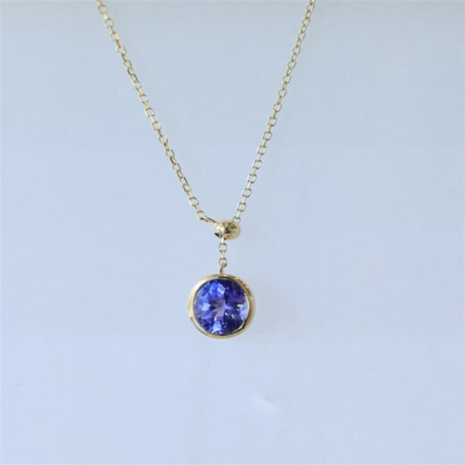 DRJEFUN18 natural tanzanite oval necklace adjustable gold simple bezel inlaid jewelry tanzanite blue and purple necklace blue and purple necklace