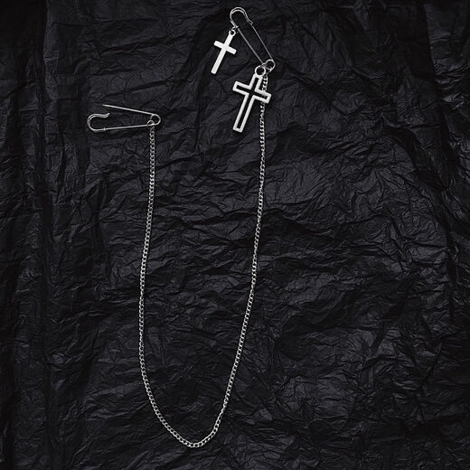 Nianfu pendant pin clip chain brooch men and women long cross pin brooch suit accessories for wife small fire chain brooch