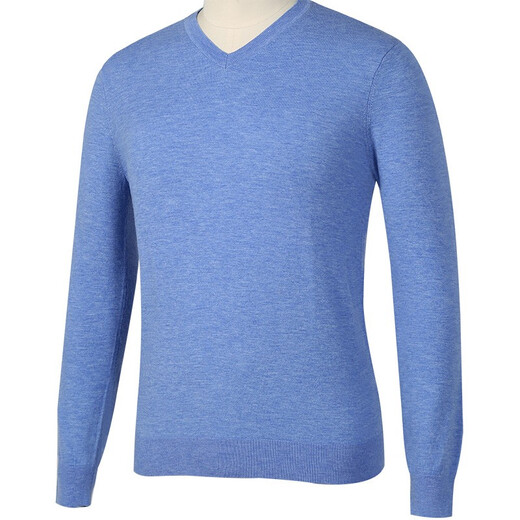 AMURS middle-aged men's business casual V-neck sweater worsted pure wool sweater QW08 turquoise blue 50B (145~155Jin Jin equals 0.5 kg to wear)