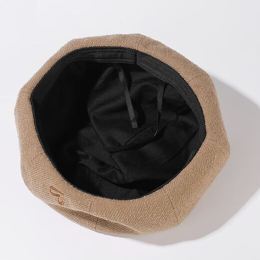 Jimmy Leaf Beret Hat Women's Autumn and Winter New Solid Color Painter Hat Literary Painter Hat Woolen British Black One Size M (56-58cm)