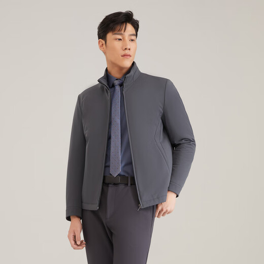 YOUNGOR cotton jacket for men, short cotton jacket with stand collar, nylon and ammonia blend, durable, not easy to wrinkle and easy to care for VMCJ429977DQA XL 180/100A