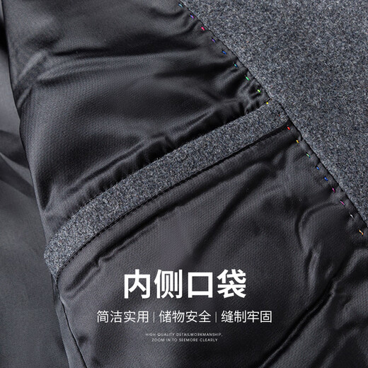 SHANSHAN Shanshan Wool Suit Jacket Men's Spring and Autumn New Warm Easy-Care Jacket Business Commuting Workplace Top Men Gray 2XL /185 Recommended 150-165 Jin Jin equals 0.5 kg
