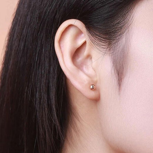 Fat Donglai's same style Russian rose gold earrings for women, purple gold plated 18K new fashion simple temperament car flower Bean Ding earrings (pair of rose gold)