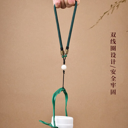 Dipur short mobile phone lanyard hanging on the wrist hand-woven anti-fall bodhi lotus retro style mobile phone chain pendant anti-lost rope dark green