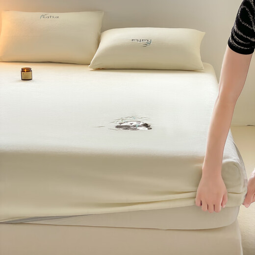 Arctic velvet (Bejirog) milk velvet fitted sheet cover all-inclusive fitted sheet coral velvet winter thickened winter sheets 1.5m mattress protector Yanyu Bamboo Sheng-milkshake white 90x200cm fitted sheet + pillowcase pair
