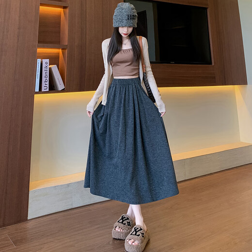Jin Jin is equal to 0.5 kg. Mu gray glutinous rice half-length skirt for women. High-waisted A-line slim umbrella skirt. Mid-length knitted fashionable and versatile autumn and winter new style. Gray glutinous rice skirt L. Recommended 100-120 Jin. Jin is equal to about 0.5 kg.