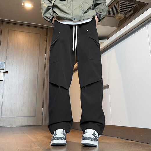 Dingfengbaoluo casual pants men's autumn loose long pants sports quick-drying American outdoor overalls 2416 black XL