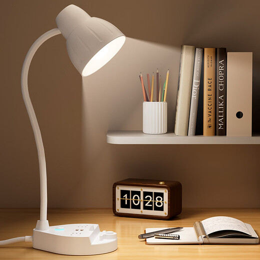 Yanaijie replaceable light bulb student dormitory screw LED eye protection learning dimming bedside table lamp bedroom multi-functional USB socket JY-T200 monochrome 2-digit ordinary style 0.8 meters