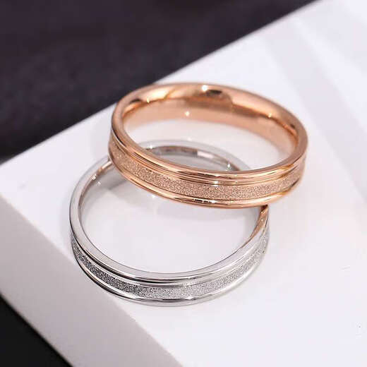 Colored gold ring men's AU750 platinum frosted women's model 18K couple rose gold proposal rose gold men's ring