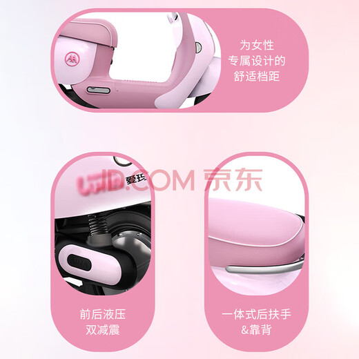 AIMA Luna 2025 version long-range electric car for women, fashionable adult mobility smart electric moped Luna/Youyue Dudu Pink Petal Hub + 1000W Motor