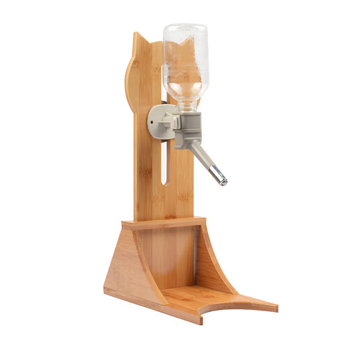 CLCEY Cat Water Dispenser Hanging Shelf Fixed Water Bottle Non-wet Mouth Automatic Rolling Ball Drinking Fountain Pet Supplies Oak Frame + Heqi Drinking Fountain + Ceramic Bowl