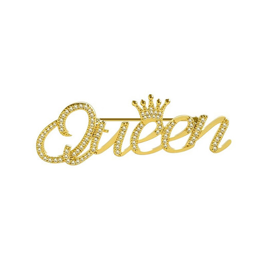QUAMER light luxury temperament letter brooch outlets women's accessories temperament letter brooch (gold color)