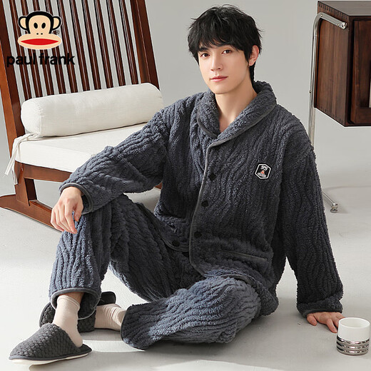 PAUL FRANK Big Mouth Monkey Couple Pajamas Women Winter Plus Velvet Thickened Coral Velvet Simple Casual Wearable Outerwear Home Clothing Suit Men