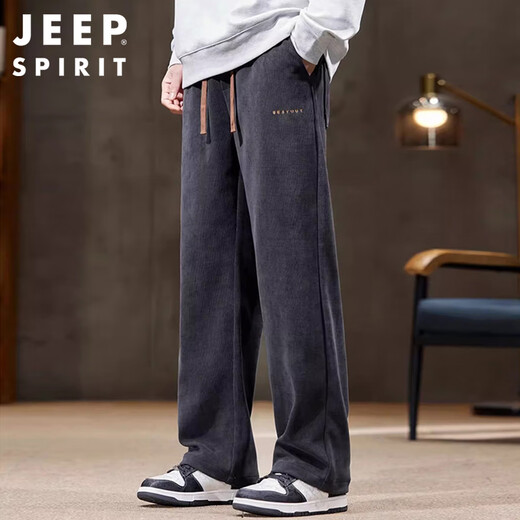 JEEP SPIRIT Jeep casual pants men's corduroy autumn and winter pants men's sports straight loose sanitary trousers