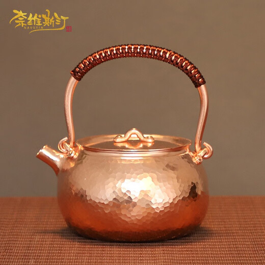 NAVSTIN Japanese copper kettle, handmade, pure copper kettle, retro beamed copper kettle, household kettle, teapot, household Yuanrong (roasted color)