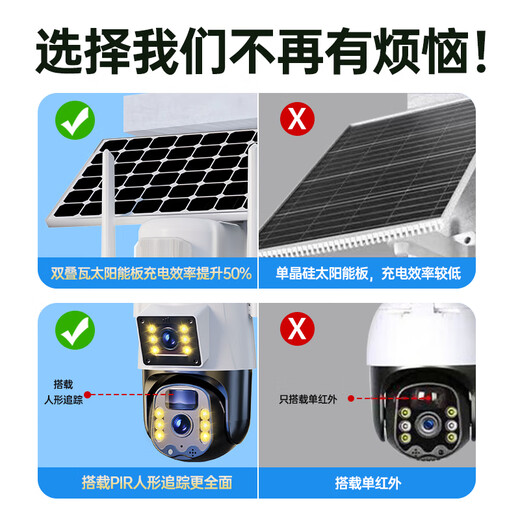 鸣胜太阳能监控摄像头4g室外无线监控器终身免流量360度无死角带全景全彩夜视无电无网户外防水