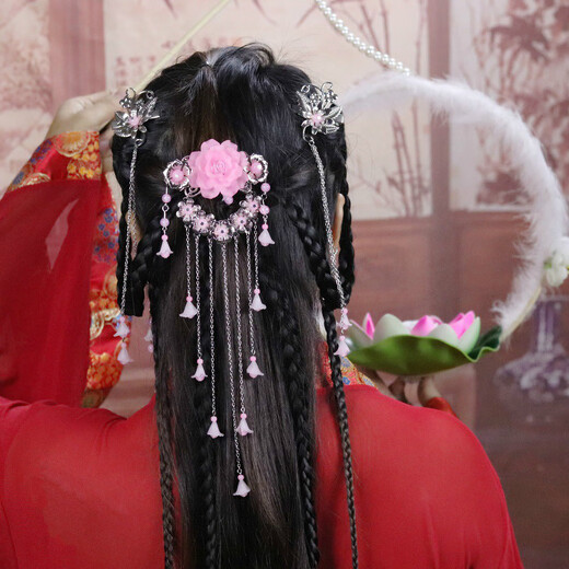 Hanfu headwear set, hairpins, ancient style hair accessories, women's ancient costume accessories, fairy tassels, Su-step shake hairpins, ancient accessories, white set