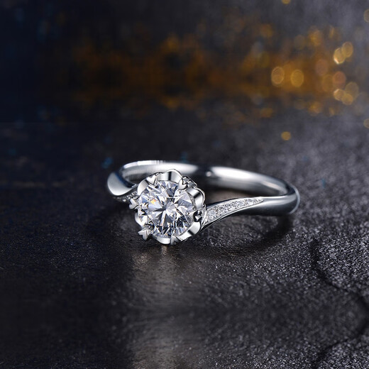 Star white 18k gold moissanite diamond six-claw snowflake twist arm diamond ring for women 1 carat wedding gift Chinese Valentine's Day platinum D color moissanite 1 carat - S925 9-20 circle can be noted